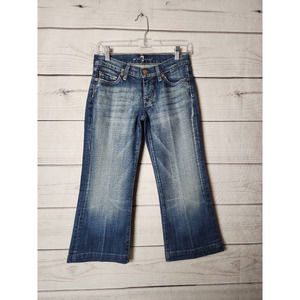 7 For All Mankind Womens Capri Jeans Blue Faded Medium‎ Wash Low Rise USA 25